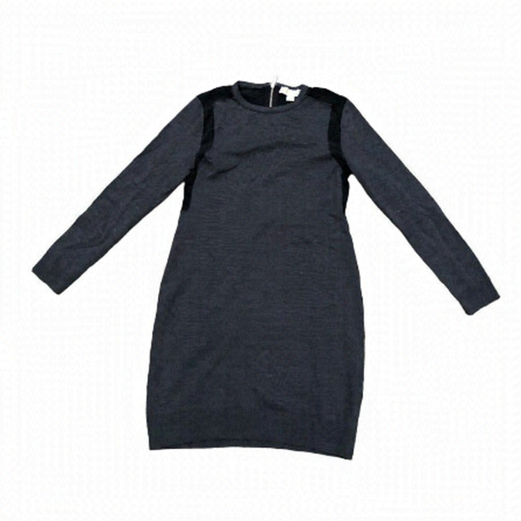 Michael Kors Gray and Black Knit Long sleeve Zipper Dress Womens Size M Stretch - Picture 1 of 3